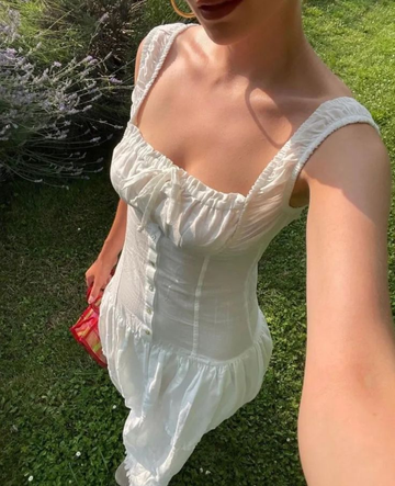 White Sequare Neck A Line Prom Dress Simple Evening Dress HZ1023